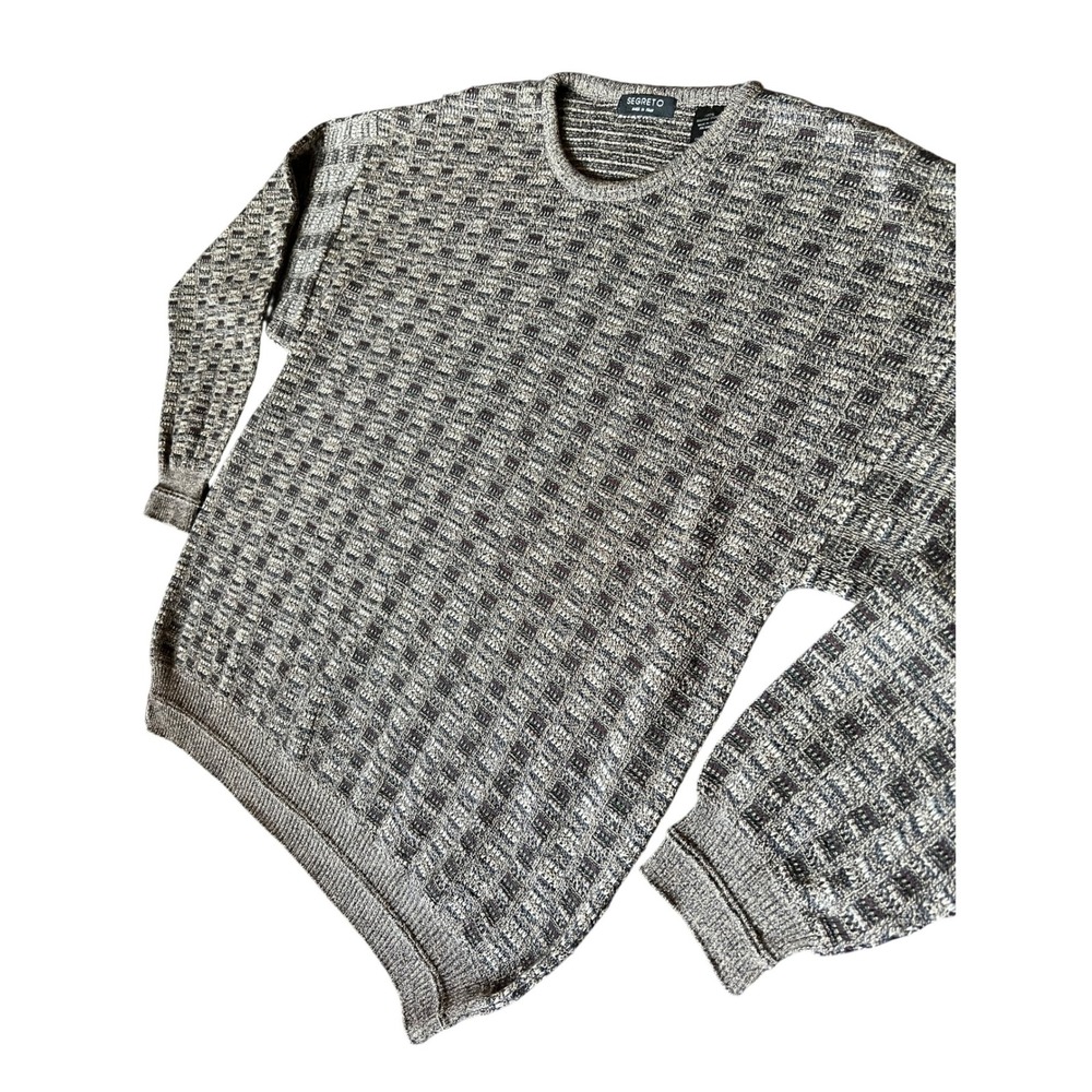 Vtg Made in Italy 100% Merino Wool Luxury Grandpa Crewneck Sweater Preppy Mens M - Picture 2 of 9